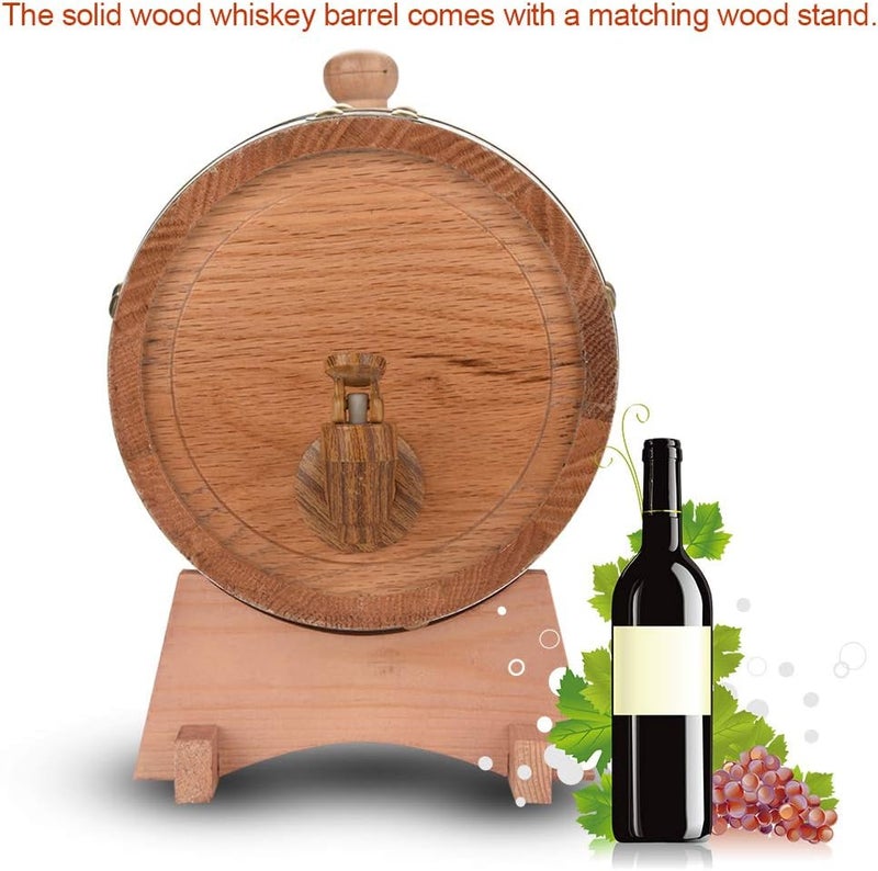 Keenso Vintage Wood Oak Wine Dispenser, 3L Capacity, Spirits Storage Barrel - Image 4